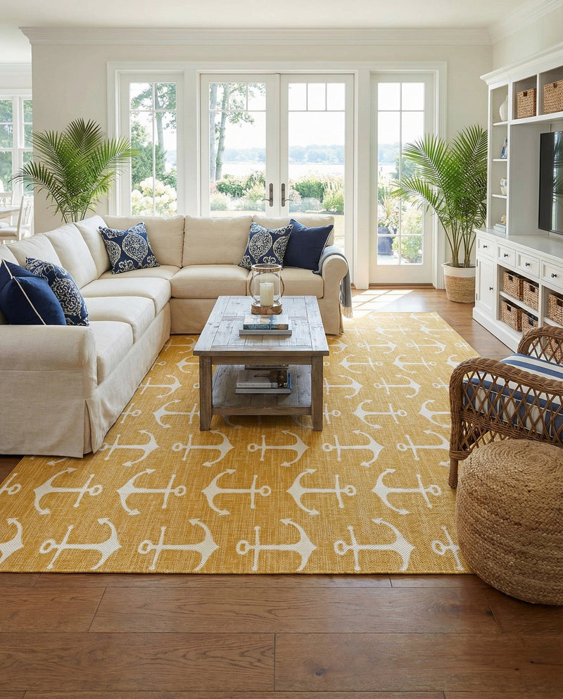 Seaside Haven Rugs Collection Area Rug - Sapphire (Yellow) Rectangle Yellow  lifestyle 19