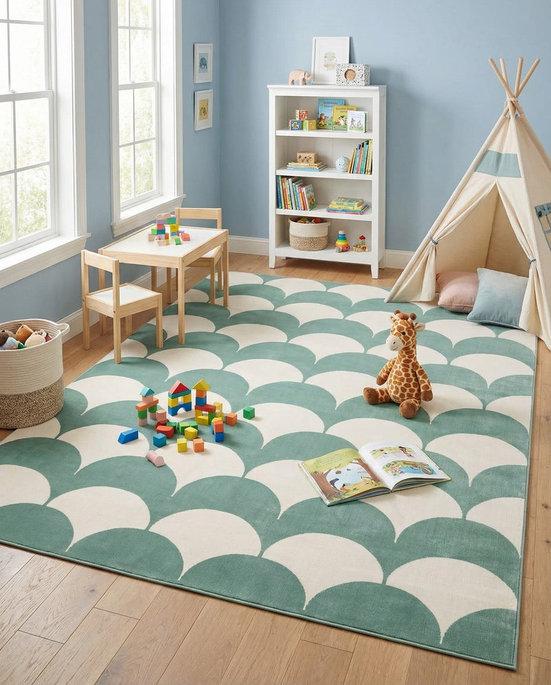 Wonder Tykes Collection Area Rug - Sparklewood Rectangle Soft Green  lifestyle 38