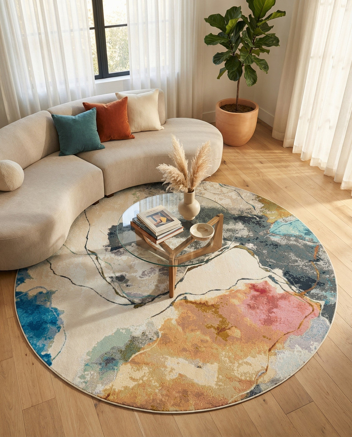 Urban Terrace Collection Area Rug -  Arbor Round Multi  lifestyle 18