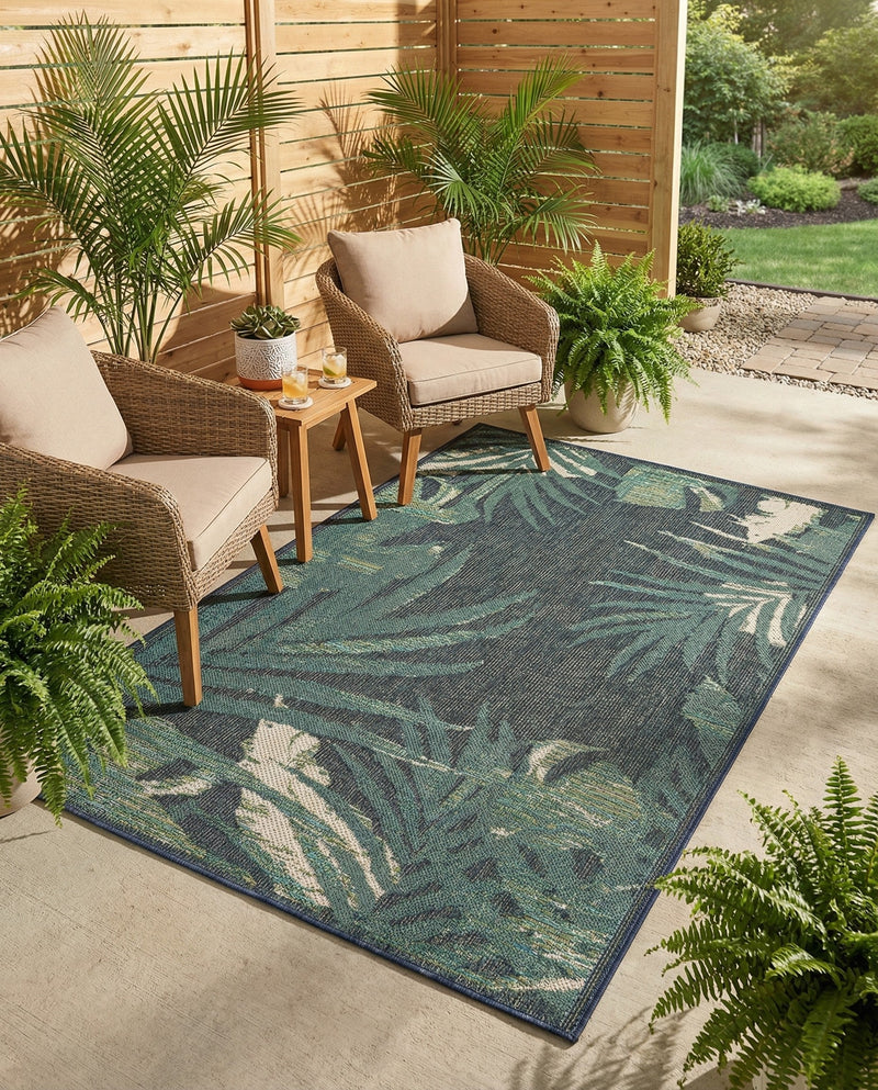 Coastal Terrace Collection Area Rug -  Anchor Rectangle Navy Blue  lifestyle 15