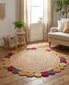 Woven Seaside Jute Collection Area Rug - Santorini Round Natural  lifestyle 13