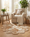Woven Seaside Jute Collection Area Rug - Sienna Round Natural and White  lifestyle 31
