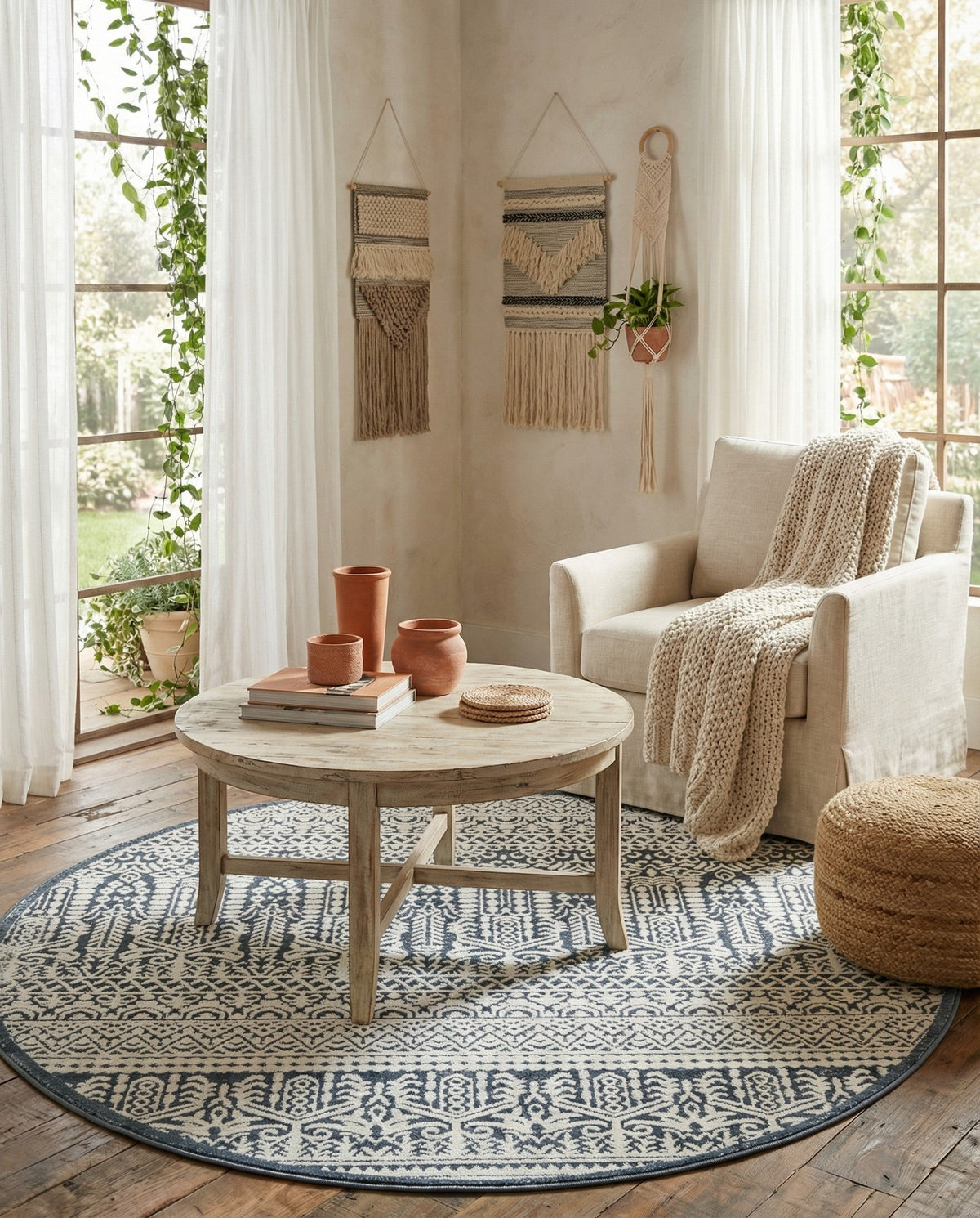 Metro Heights Collection Area Rug -  Chelsea Round Blue  lifestyle 106