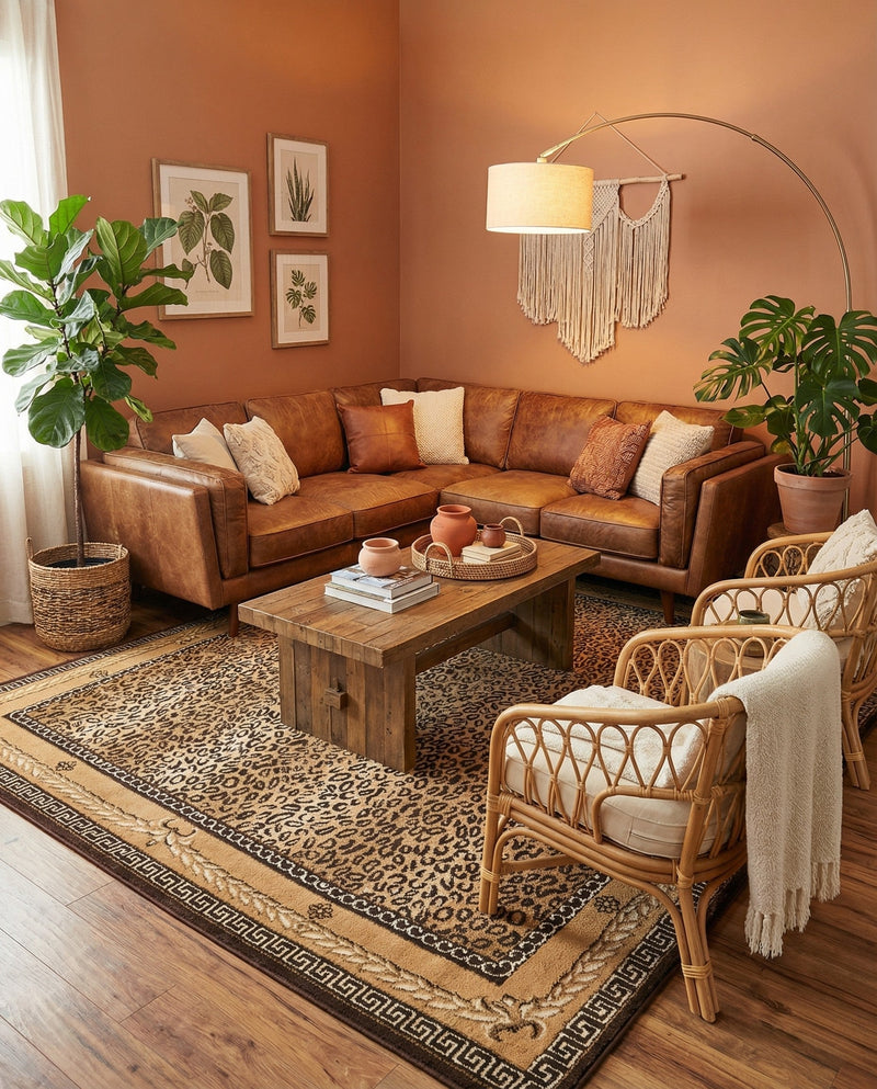 Savannah Sojourn Collection Area Rug -  Limpopo Square Brown  lifestyle 37