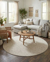Tribal Terrace Treasures Collection Area Rug - Mayan Marina (Light Gray) Round Light Gray  lifestyle 26