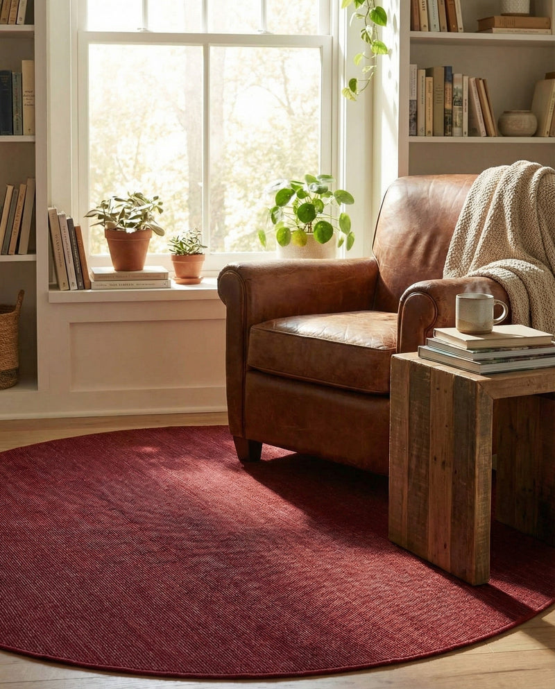 Soho Elegance Collection Area Rug - Chelsea (Burgundy) Round Burgundy  lifestyle 32