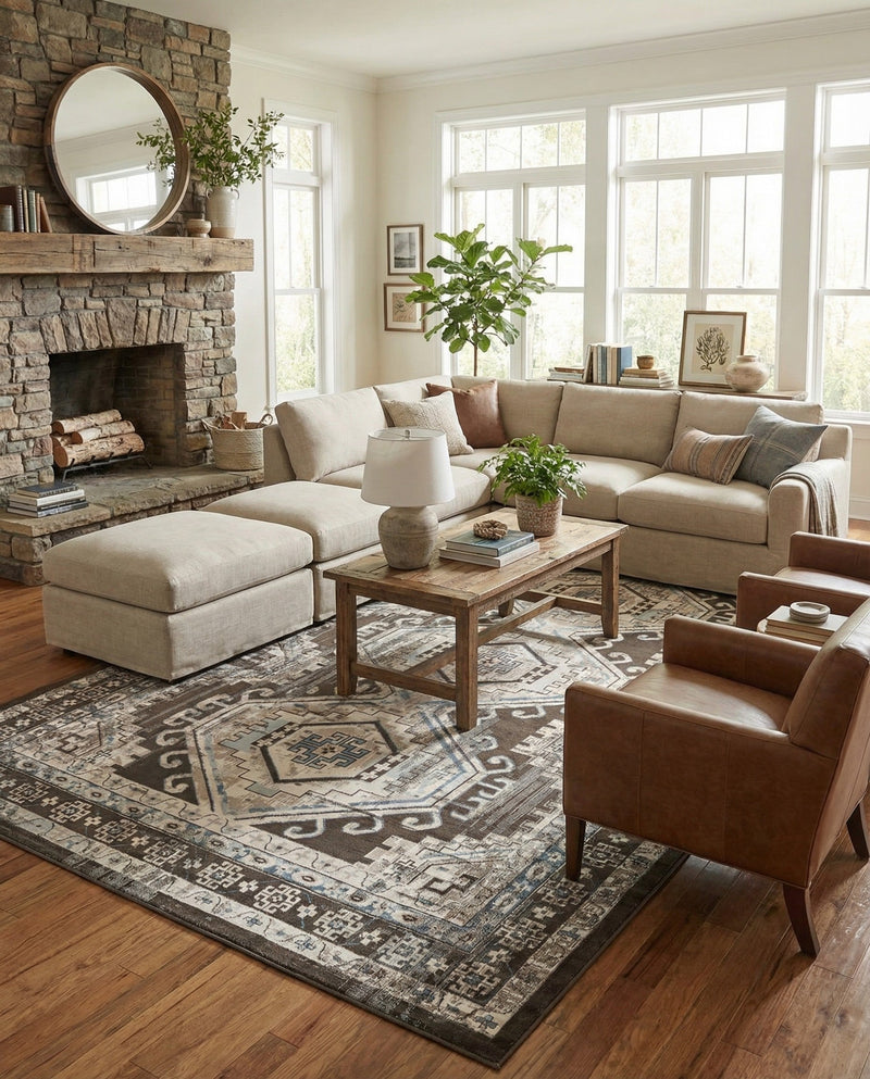 Savannah Elegance Collection Area Rug -  Tybee (Gray) Rectangle Gray  lifestyle 22