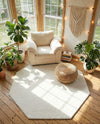 Solid Shag Seaside Collection Area Rug - Azure Cove (Snow White) Octagon Snow White  lifestyle 67
