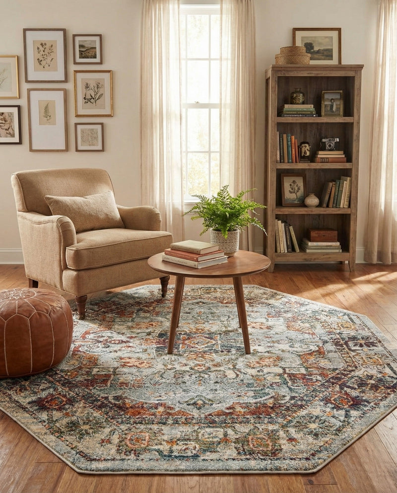 Savannah Soiree Collection Area Rug -  Everglade (Ivory) Octagon Ivory  lifestyle 54