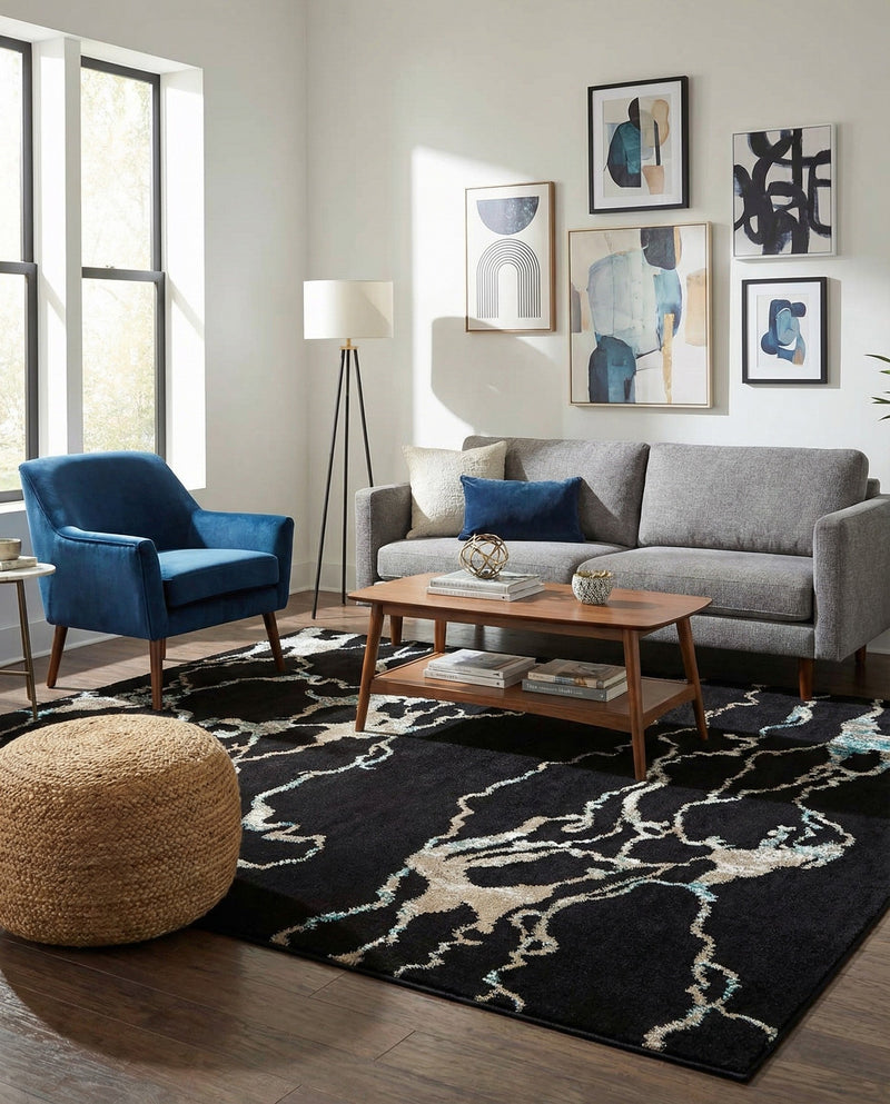 Brighton Terrace Collection Area Rug -  Aldrington Rectangle Navy Blue  lifestyle 44