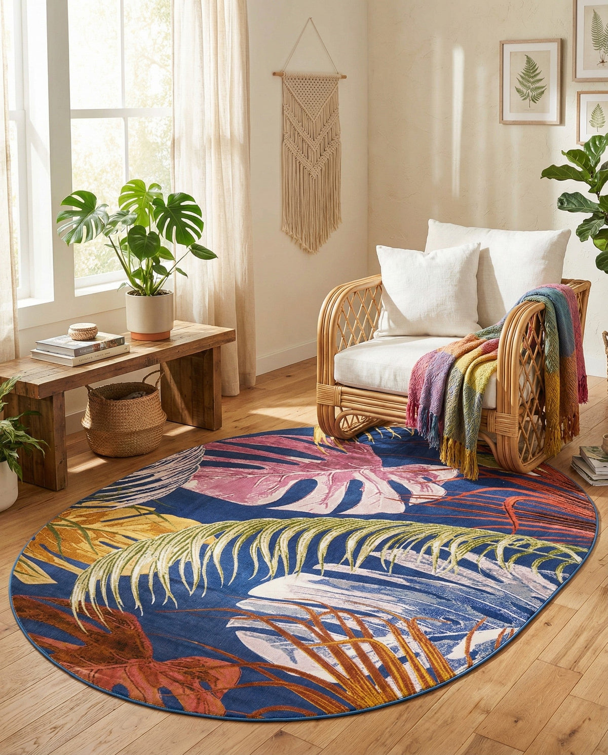 Meadow Breeze Collection Area Rug -  Clover Oval Multi  lifestyle 191