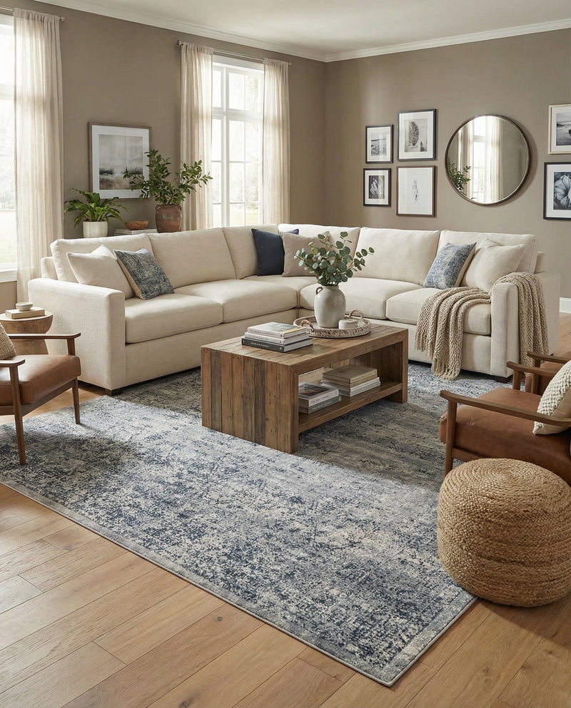 Coastal Manor Collection Area Rug -  Marina Rectangle Blue Gray  lifestyle 53