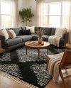 Tranquil Tides Shag Collection Area Rug -  Azure Rectangle Black and White  lifestyle 29
