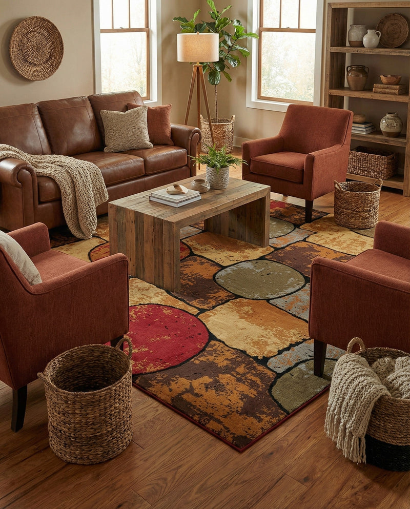 Bistro Lounge Collection Area Rug -  Cappuccino Rectangle Multi  lifestyle 21
