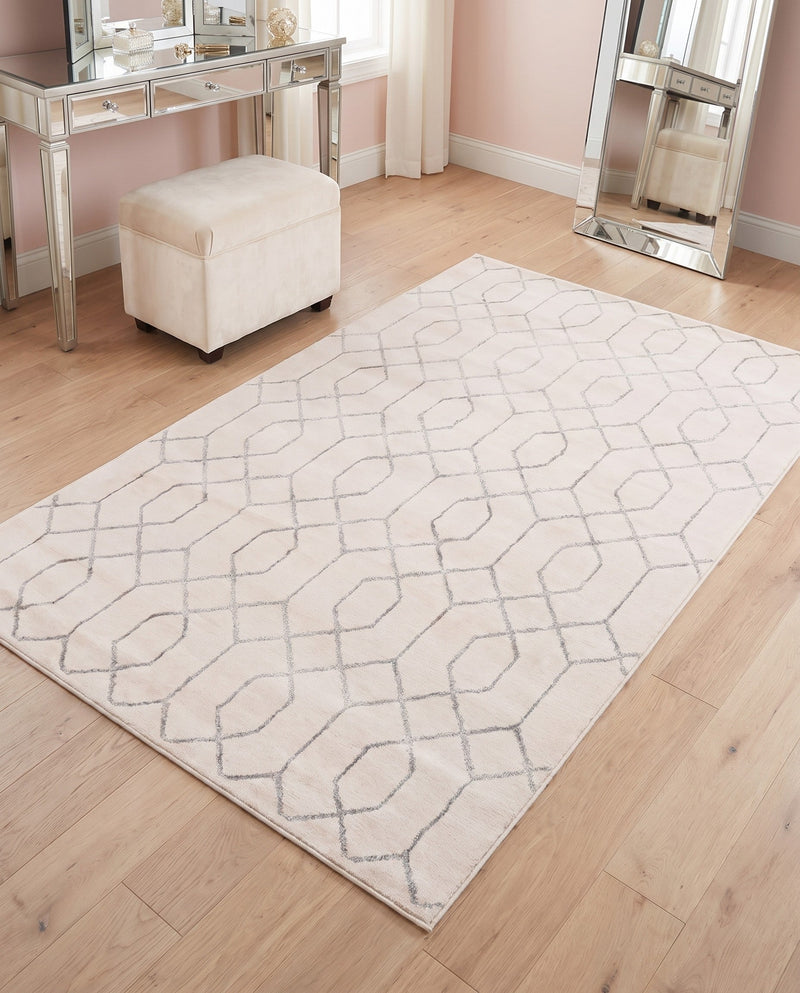 Hollywood Luxe Collection Area Rug - Sunset (White Silver) Rectangle White Silver  lifestyle 21