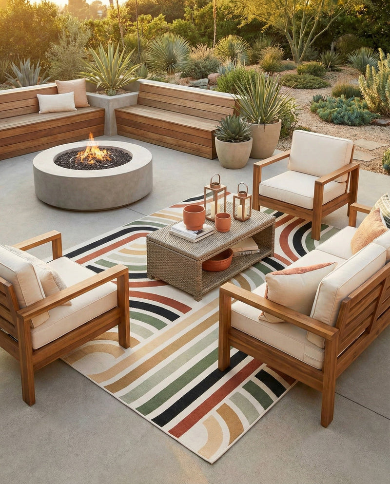 Urban Terrace Collection Area Rug -  Piazza Rectangle Multi  lifestyle 13
