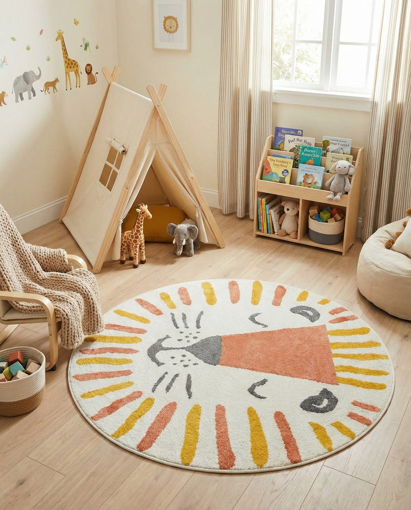 Wonder Tykes Collection Area Rug -  Mirage Round Ivory  lifestyle 9