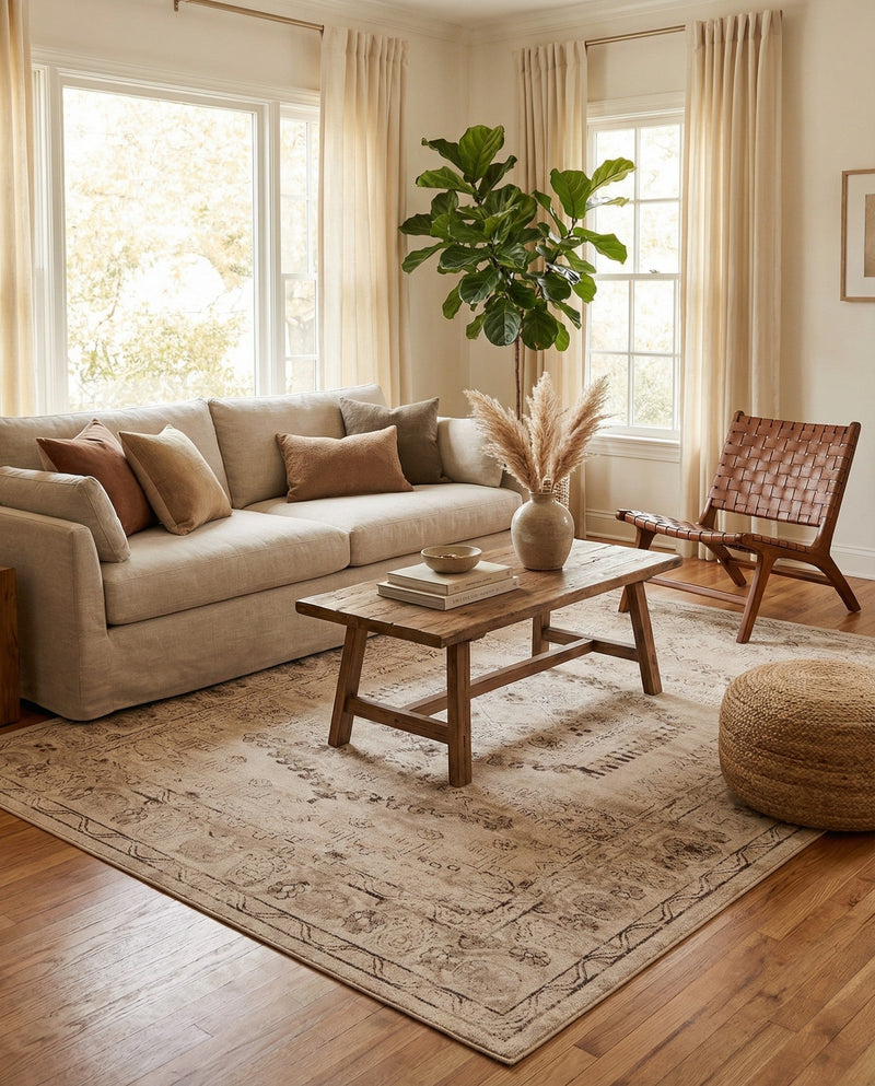 Eden Oasis Collection Area Rug -  Refuge (Beige) Rectangle Beige  lifestyle 15