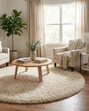 Eternal Plush Oasis Collection Area Rug -  Tranquility (Linen) Round Linen  lifestyle 42