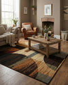 Bistro Lounge Collection Area Rug -  Latte Rectangle Multi  lifestyle 21