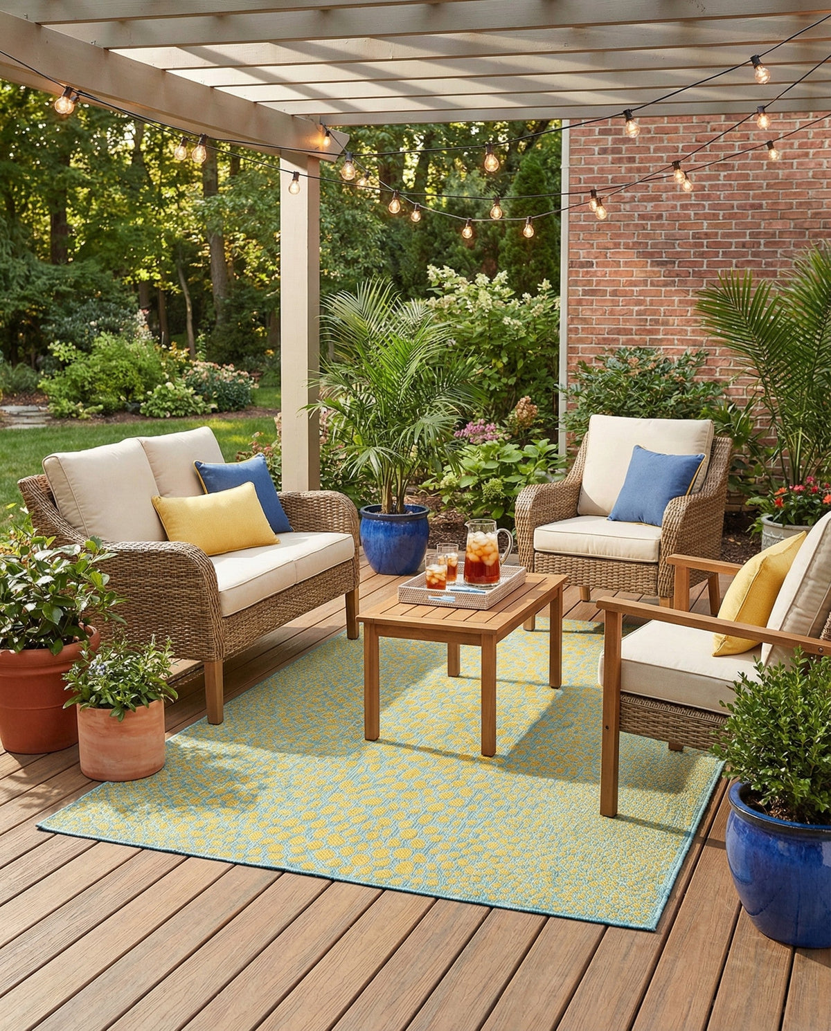Urban Oasis Rugs Collection Area Rug -  Terrace (Yellow and Aqua) Rectangle Yellow and Aqua  lifestyle 11