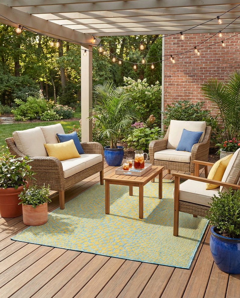 Urban Oasis Rugs Collection Area Rug -  Terrace (Yellow and Aqua) Rectangle Yellow and Aqua  lifestyle 11