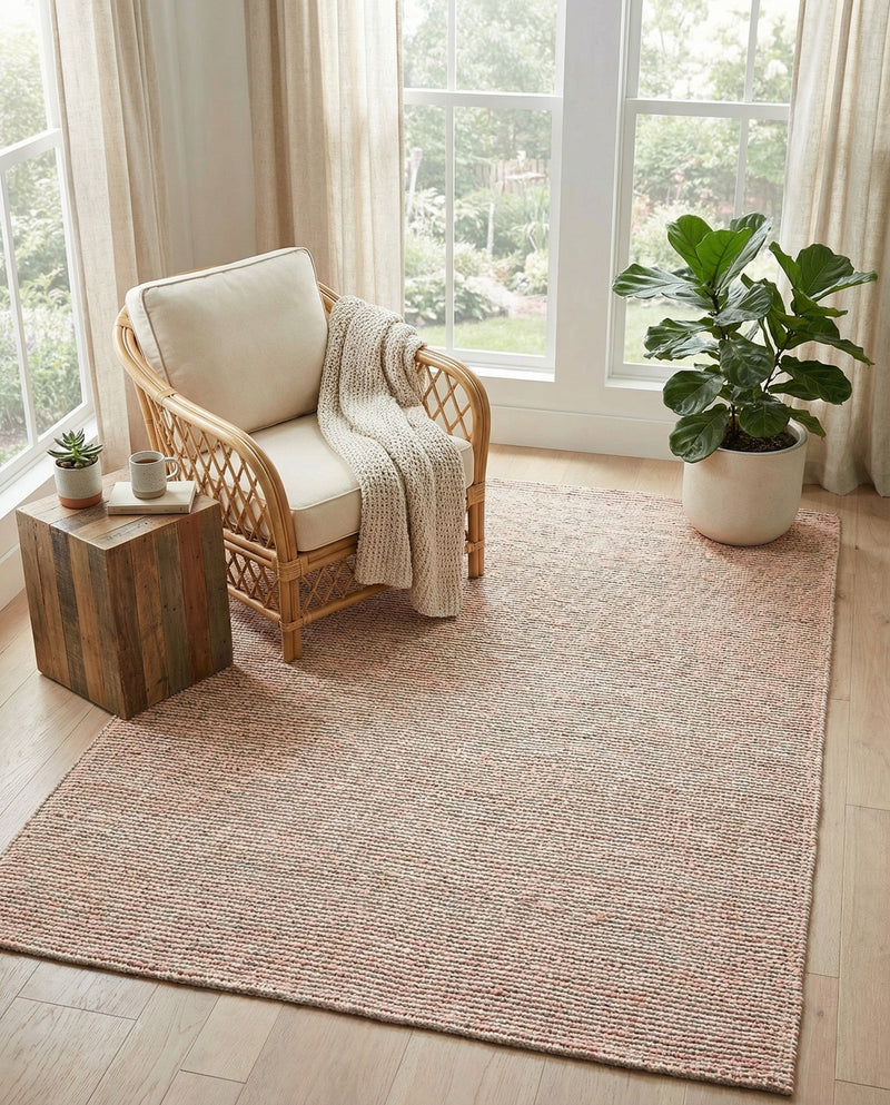Coastal Haven Striped Jute Collection Area Rug - Marina Rectangle Pink and Gray  lifestyle 12