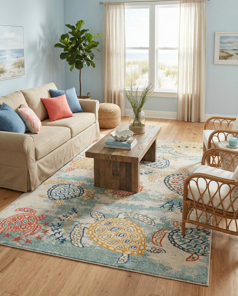 Sorrento Shores Collection Area Rug -  Massa Rectangle Beige  lifestyle 32