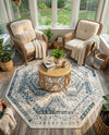 Savannah Elegance Collection Area Rug -  Tybee (Ivory Aqua) Octagon Ivory Aqua  lifestyle 42