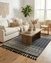 Sustainable Nomad Terrace Collection Area Rug - Reef Rectangle Charcoal Black  lifestyle 55