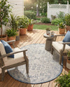 Tribal Terrace Treasures Collection Area Rug - Mayan Marina (Blue) Oval Blue  lifestyle 74