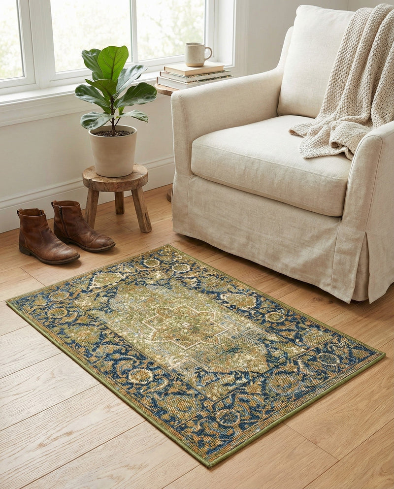 Patio Heritage Collection Area Rug -  Haven Rectangle Green  lifestyle 45