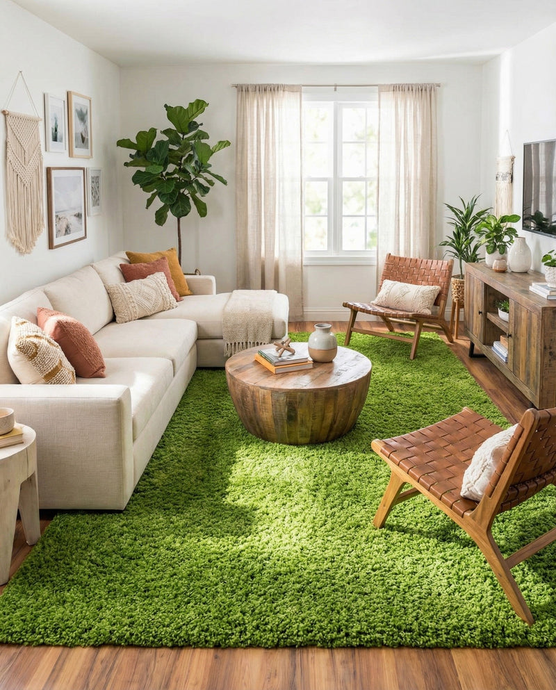 Plush Oasis Collection Area Rug - Serenity (Grass Green) Rectangle Grass Green  lifestyle 8