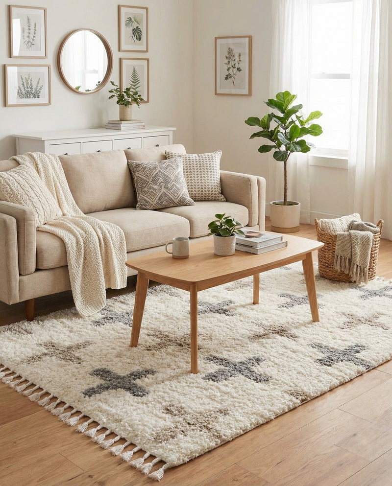 Cozy Cove Shag Collection Area Rug -  Driftwood Rectangle Ivory  lifestyle 16