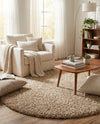 Plush Oasis Collection Area Rug - Serenity (Taupe) Round Taupe  lifestyle 61