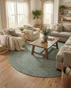 Highland Woven Jute Collection Area Rug - Glenmore (Green) Round Green  lifestyle 31