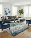 Colorburst Oasis Collection Area Rug -  Tropic Square Blue  lifestyle 79