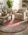 Patio Heritage Collection Area Rug -  Serenity Round Vintage Salmon Coral  lifestyle 75