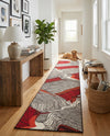 Urban Terrace Collection Area Rug -  Porch Runner Red and Black  lifestyle 51
