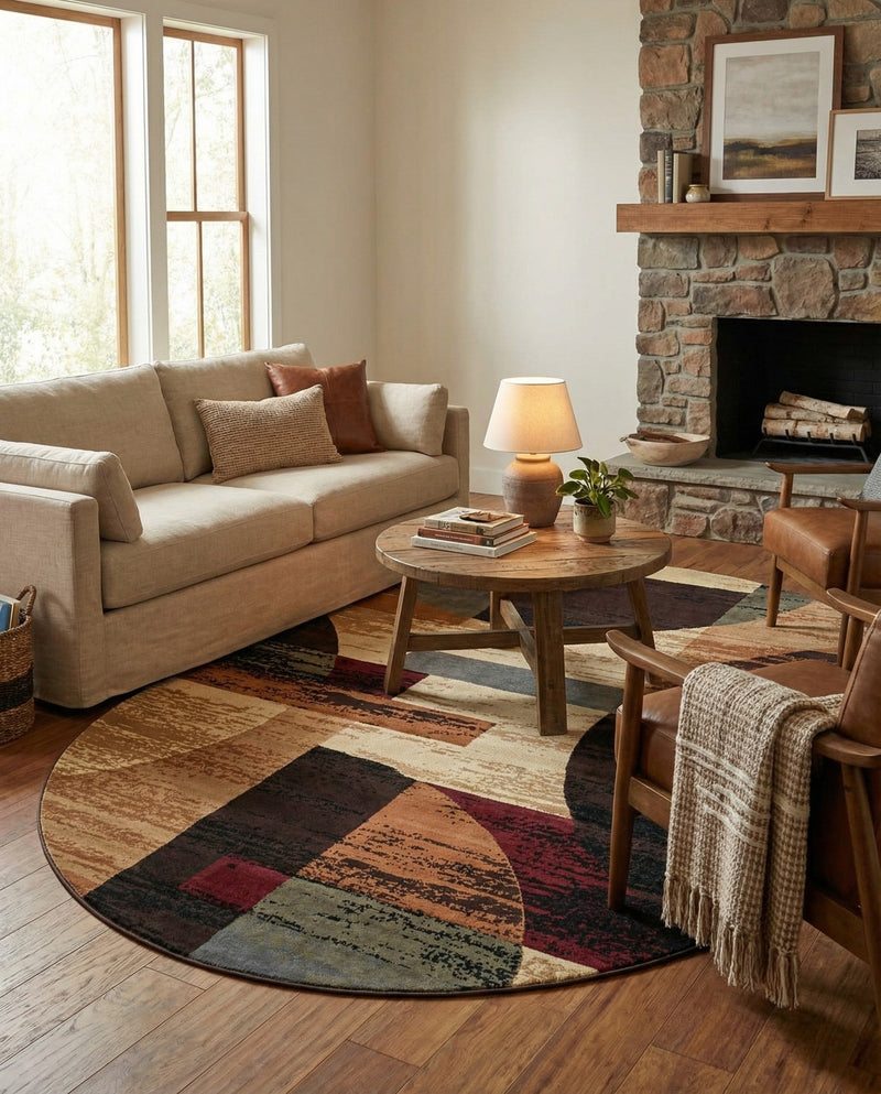 Bistro Lounge Collection Area Rug -  Latte Oval Multi  lifestyle 70