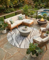 Seaside Blooms Collection Area Rug -  Evergreen (Charcoal Ivory) Round Charcoal Ivory  lifestyle 40