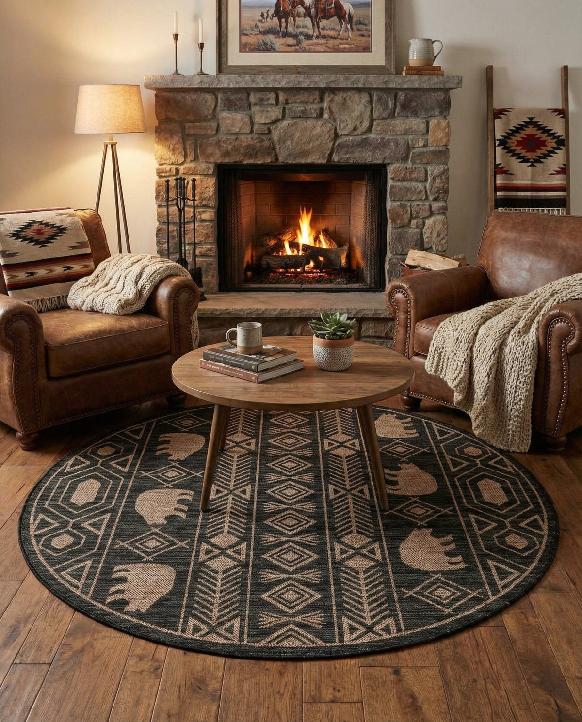 Mesa Oasis Rugs Collection Area Rug - Sundown Round Black  lifestyle 168