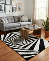 Cyclone Wool Collection Area Rug -  Twister Rectangle Black and White  lifestyle 4
