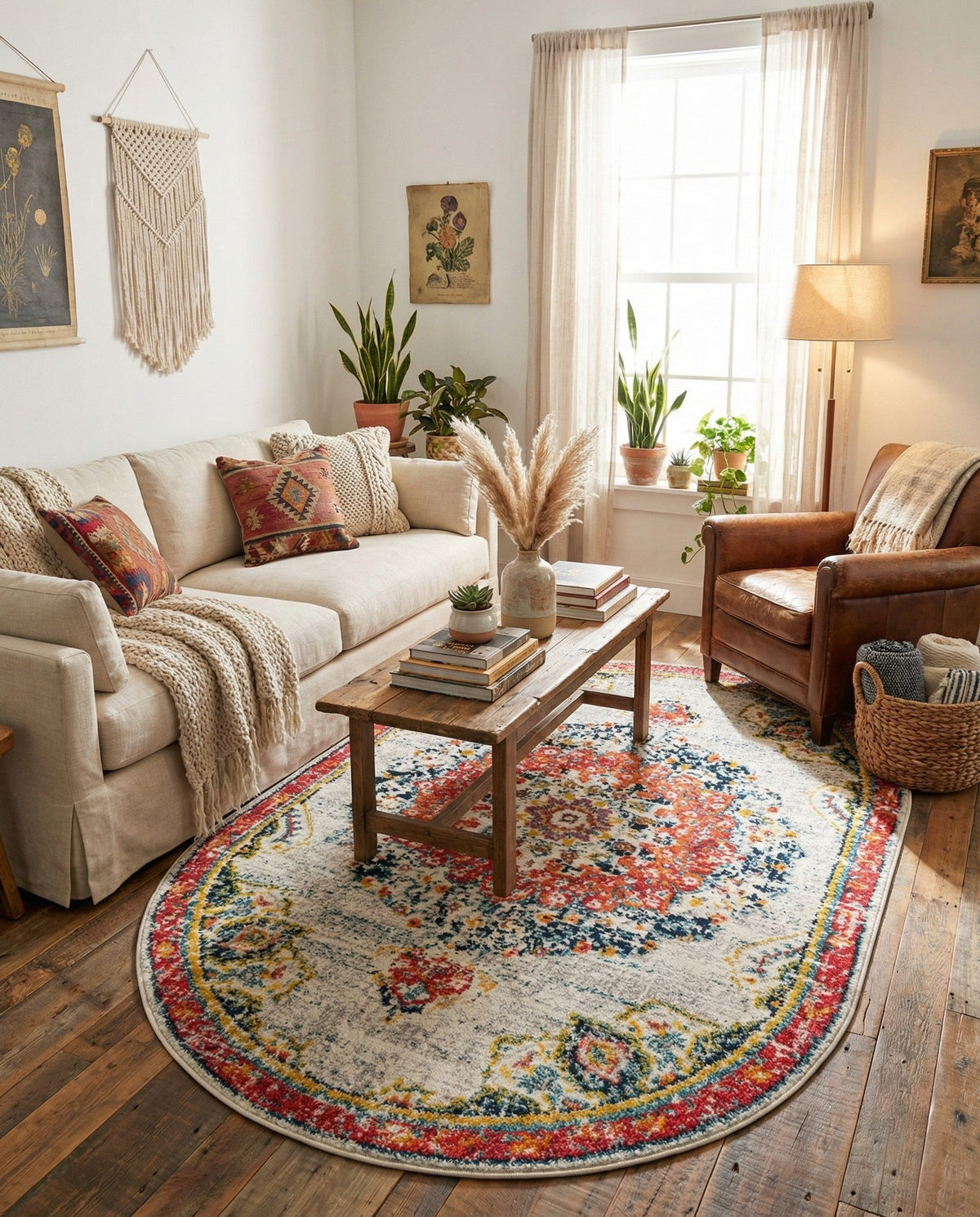 Brighton Terrace Collection Area Rug - Hove (Ivory) Oval Ivory  lifestyle 108