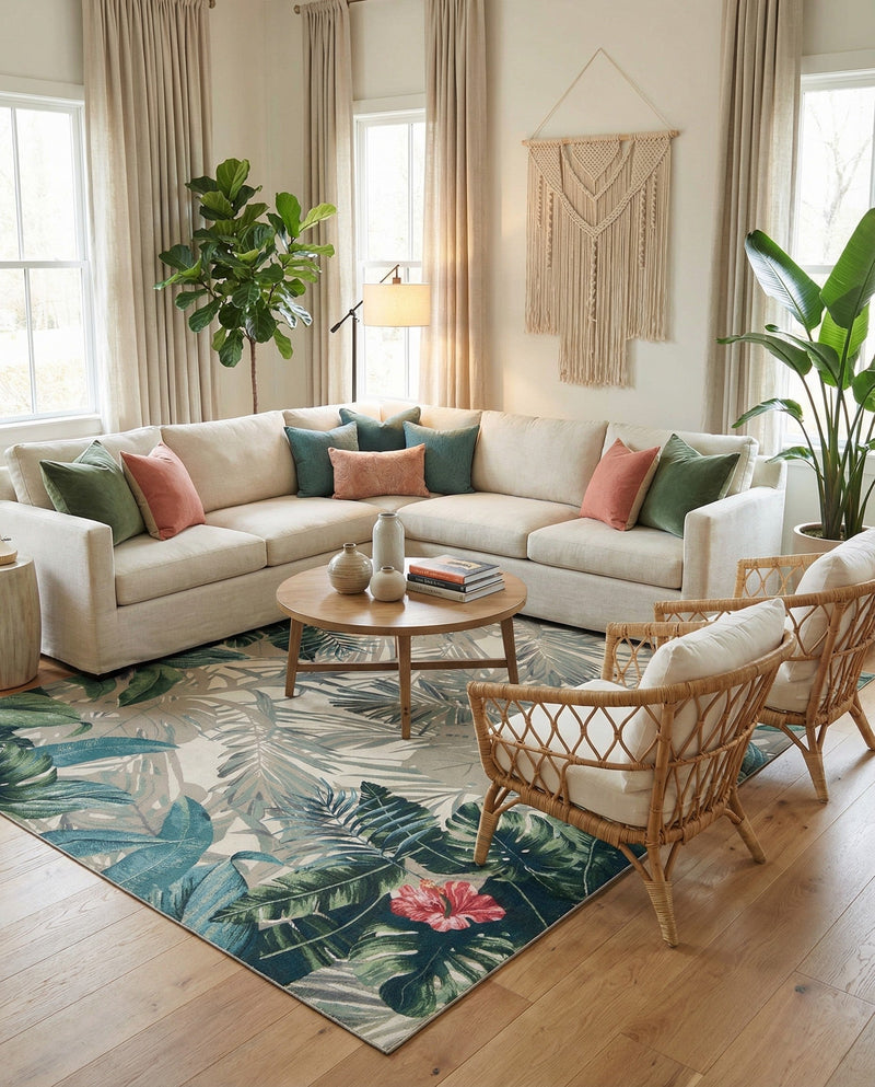 Seaside Blooms Collection Area Rug -  Paradise Rectangle Multi  lifestyle 24