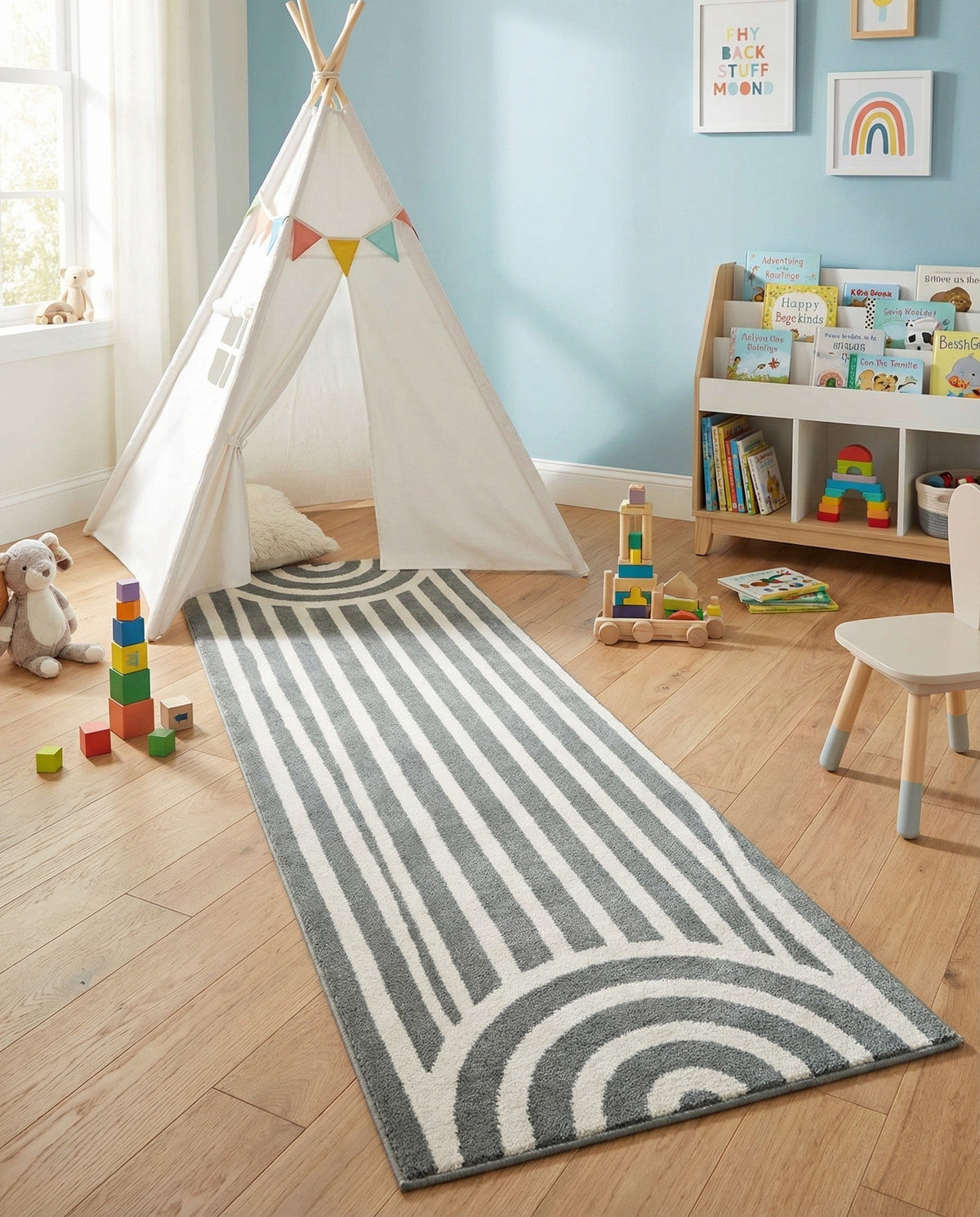 Wonder Tykes Collection Area Rug -  Joydale Runner Gray and Silver  lifestyle 186