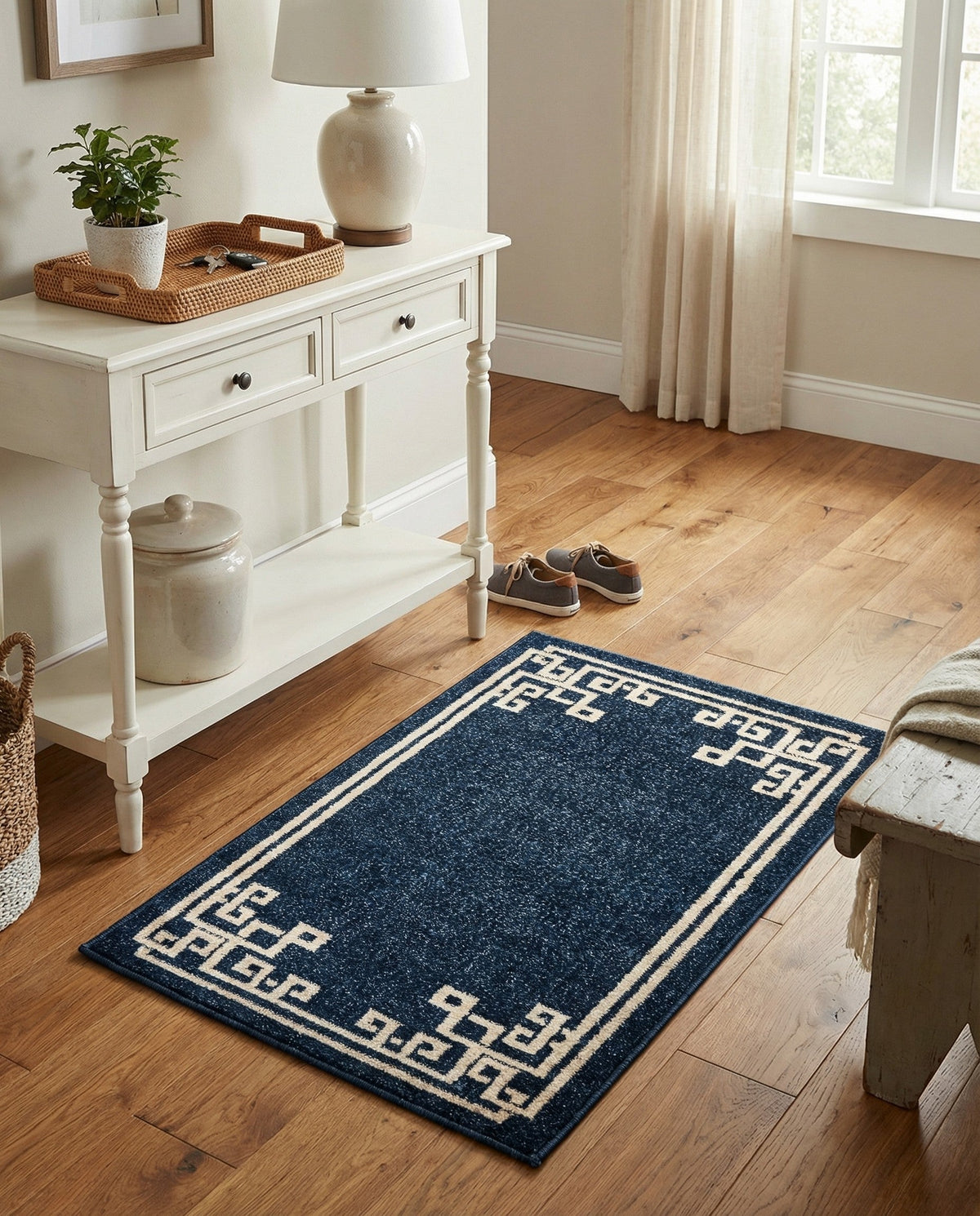 Aegean Labyrinth Collection Area Rug -  Rhodes Rectangle Dark Blue  lifestyle 25