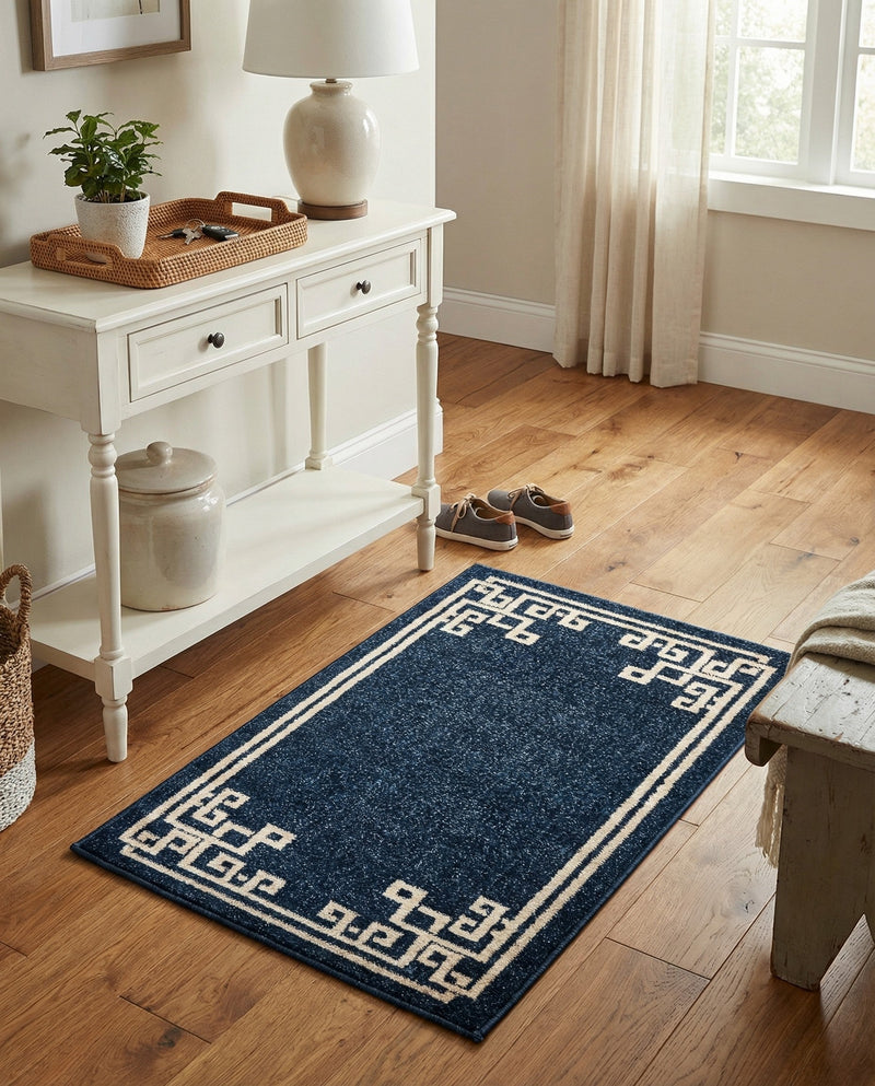 Aegean Labyrinth Collection Area Rug -  Rhodes Rectangle Dark Blue  lifestyle 25