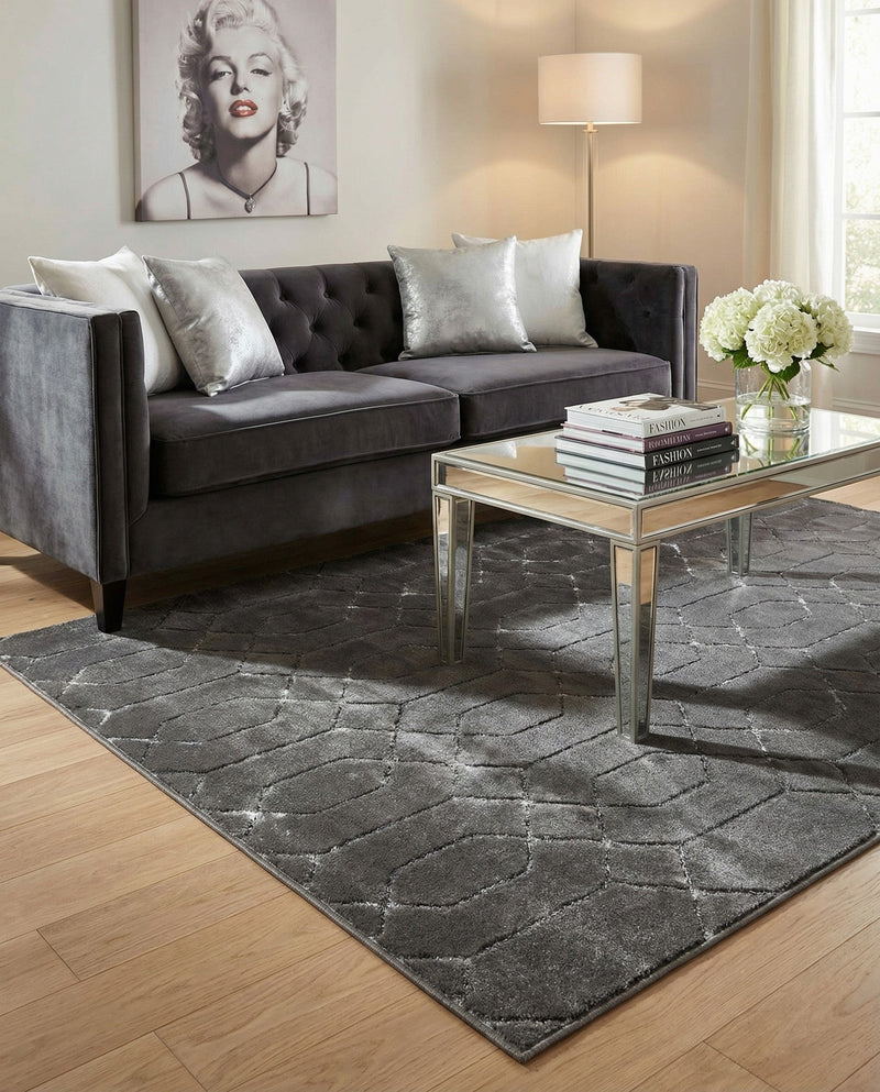 Hollywood Luxe Collection Area Rug - Sunset (Gray Silver) Rectangle Gray Silver  lifestyle 11