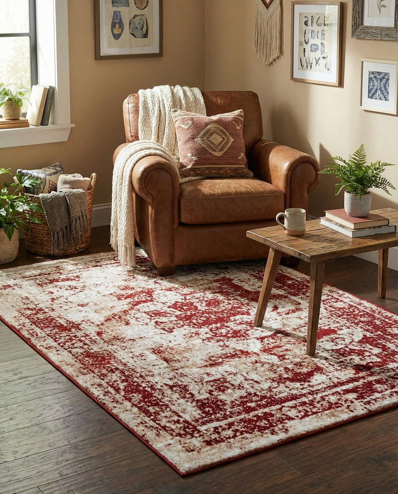 Riviera Elegance Collection Area Rug -  Menton (Burgundy) Rectangle Burgundy  lifestyle 24